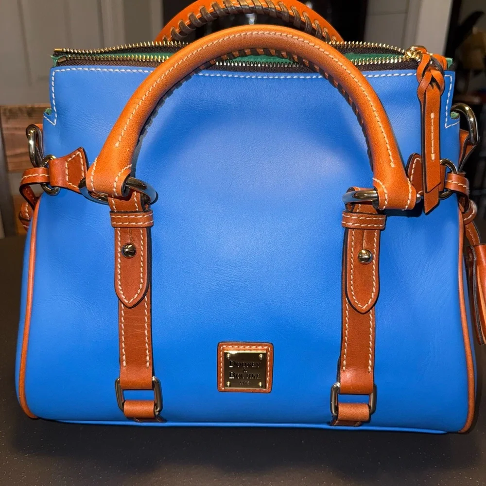 Dooney & Bourke Bright Blue and leather Satchel - Picture 1 of 7